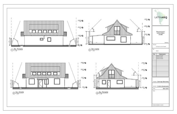 Elevaciones — Nor-Poniente, Nor-Oriente, Sur-Oriente, Sur-Poniente